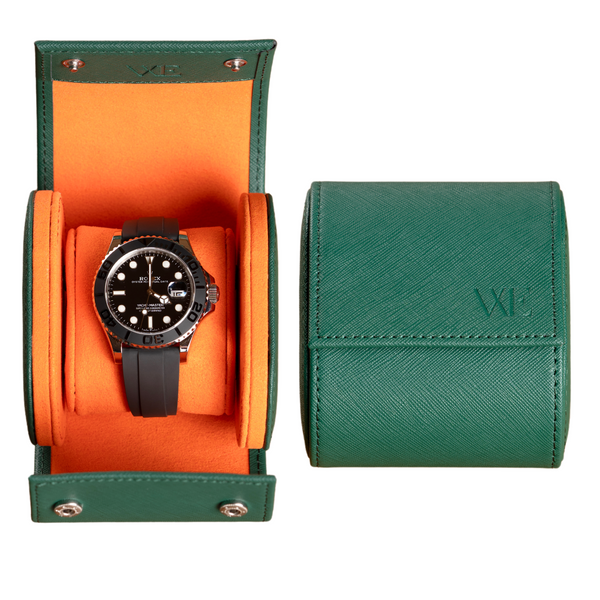 Green Saffiano Watch Roll - One Watch