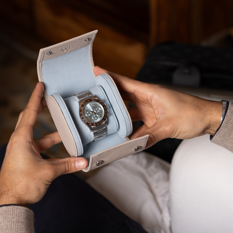 Grey Saffiano Watch Roll - One Watch