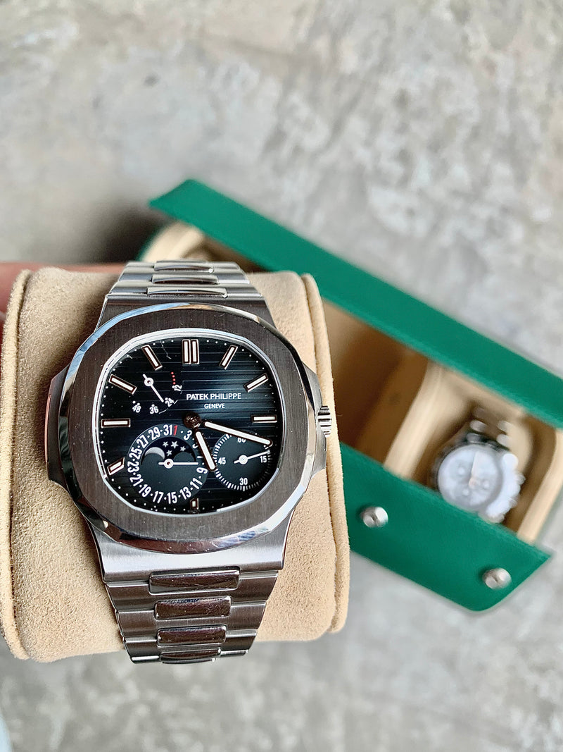 Green Saffiano Watch Roll - Three Watches