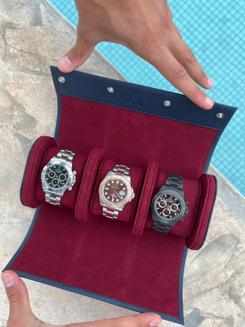 Brown Saffiano Watch Roll - Three watches – WATCH ESSENTIA