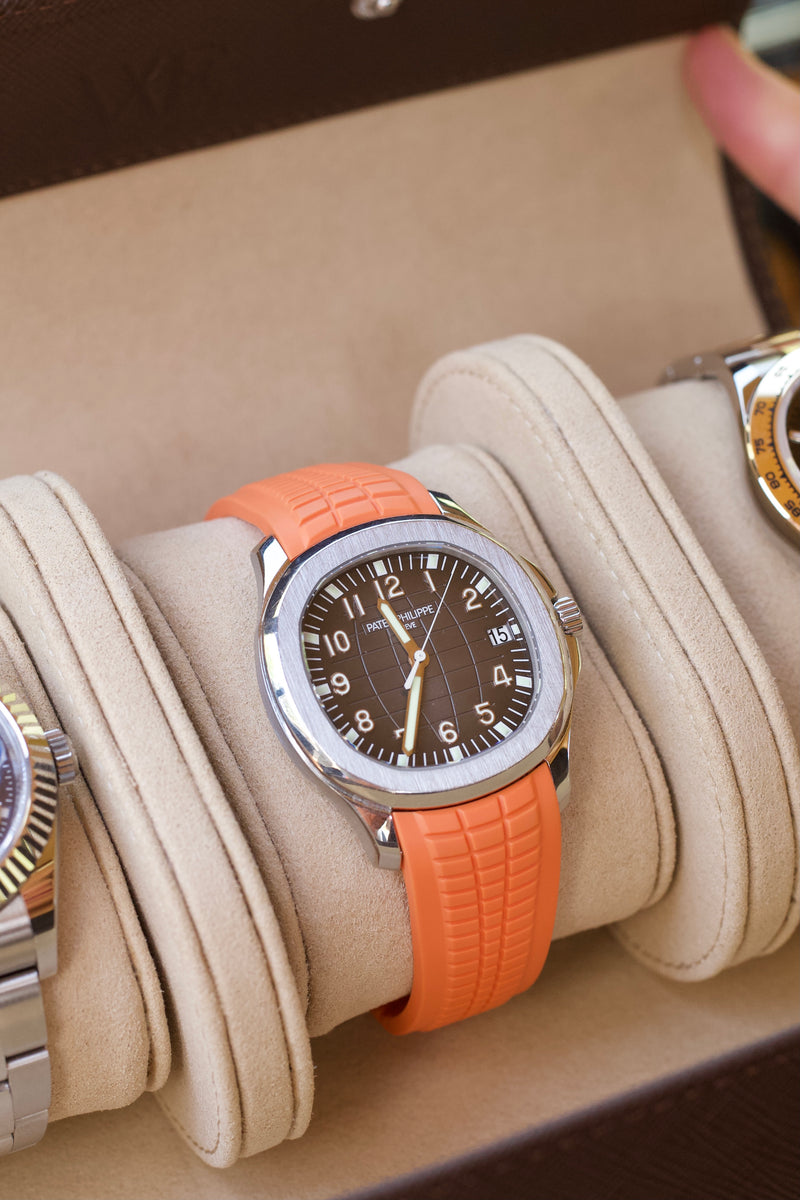 Brown Saffiano Watch Roll - Three watches