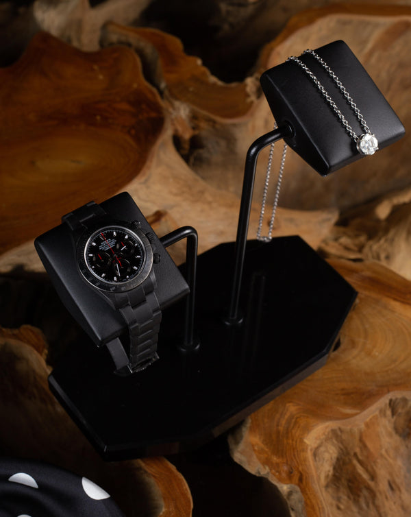 Royal Black Pearl Watch Stand - Two Watches